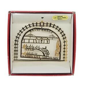 Vintage Royal Gorge Railway Canon City Colorado Ornament 24K Gold Finish Brass